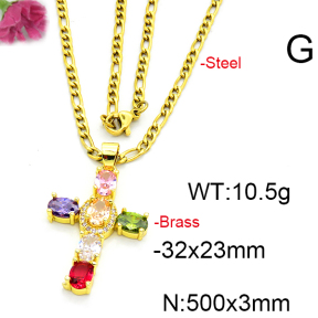 Fashion Brass Necklace  F6N403486vbll-L002