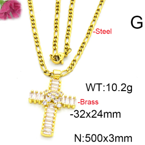 Fashion Brass Necklace  F6N403489vbll-L002