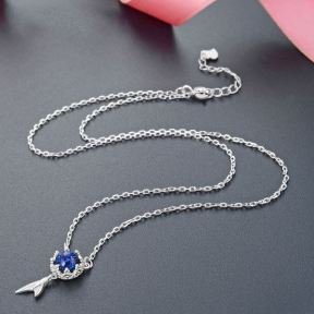 925 Silver Necklace  N:39+3cm P:18.8*8.6mm,Main Stone：6mm  JN0578ajha-M112  DDSBX003450