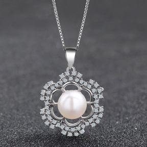 925 Silver Pendant  P:26*19,Shell Pearl：8.5mm  JP0565aink-M112  DDS00329