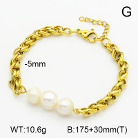 Natural Cultured Freshwater Pearls  SS Bracelet  7B3000030vhha-908
