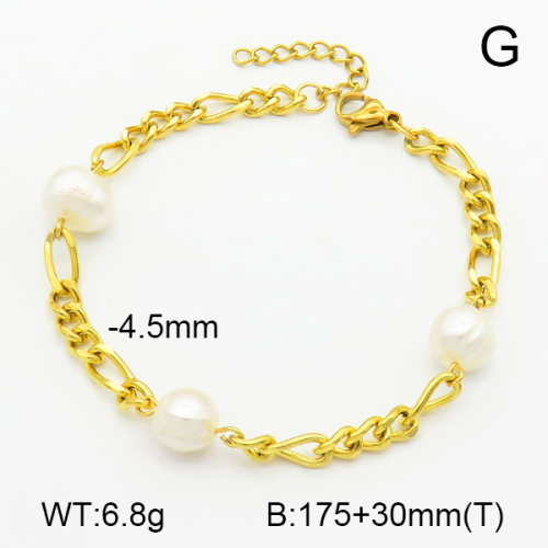 Natural Cultured Freshwater Pearls  SS Bracelet  7B3000034bhva-908
