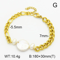 Natural Cultured Freshwater Pearls  SS Bracelet  7B3000036ahjb-908
