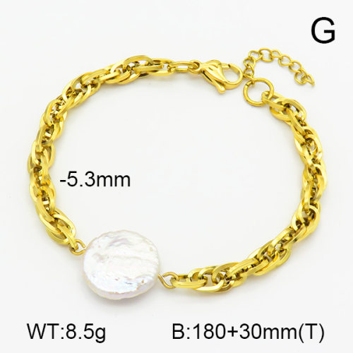 Natural Cultured Baroque Freshwater Pearls  SS Bracelet  7B3000042bhia-908