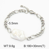 Natural Cultured Baroque Freshwater Pearls  SS Bracelet  7B3000045vhha-908