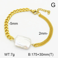 Natural Cultured Baroque Freshwater Pearls  SS Bracelet  7B3000046bhia-908