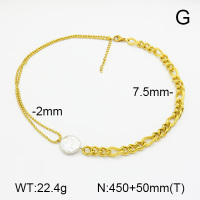 Natural Cultured Baroque Freshwater Pearls  SS Necklace  7N3000019vhmv-908