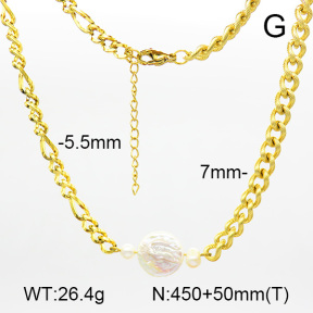 Natural Cultured Freshwater Pearls  SS Necklace  7N3000023vhov-908