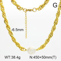Natural Cultured Baroque Freshwater Pearls  SS Necklace  7N3000027vhmv-908