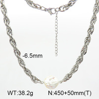 Natural Cultured Baroque Freshwater Pearls  SS Necklace  7N3000028vhkb-908