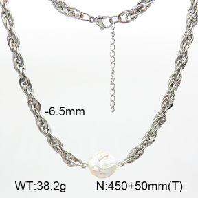 Natural Cultured Baroque Freshwater Pearls  SS Necklace  7N3000028vhkb-908