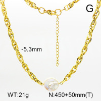 Natural Cultured Baroque Freshwater Pearls  SS Necklace  7N3000029ahlv-908