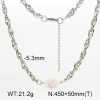 Natural Cultured Baroque Freshwater Pearls  SS Necklace  7N3000030ahjb-908
