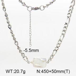 Natural Cultured Baroque Freshwater Pearls  SS Necklace  7N3000034vhkb-908