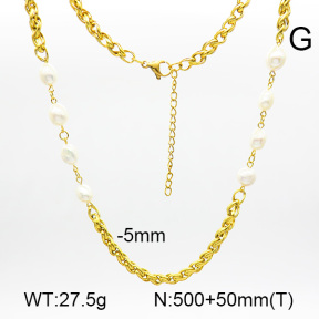 Natural Cultured Freshwater Pearls  SS Necklace  7N3000035aivb-908