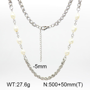 Natural Cultured Freshwater Pearls  SS Necklace  7N3000036vhov-908