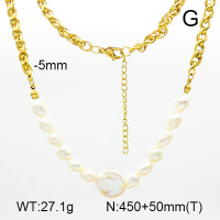 Natural Cultured Freshwater Pearls  SS Necklace  7N3000037aivb-908