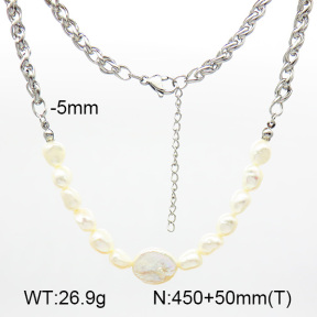 Natural Cultured Freshwater Pearls  SS Necklace  7N3000038vhov-908