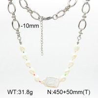 Natural Cultured Freshwater Pearls  SS Necklace  7N3000040aivb-908