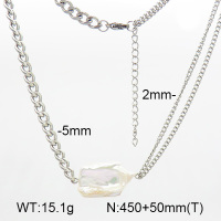 Natural Cultured Baroque Freshwater Pearls  SS Necklace  7N3000042vhkb-908
