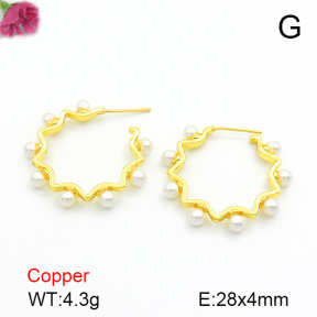 Plastic Imitation Pearl  Fashion Copper Earrings  F7E300073ahjb-L017