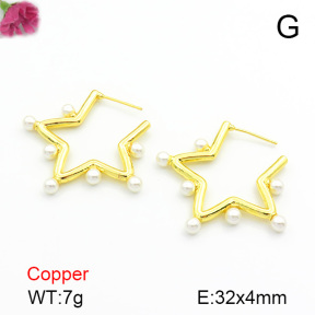 Plastic Imitation Pearl  Fashion Copper Earrings  F7E300074ahjb-L017