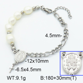 For Easter,Natural Cultured Freshwater Pearls  SS Bracelet  7B3000053bhia-908
