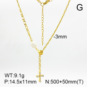 For Easter,Rhinestones & Natural Cultured Freshwater Pearls  SS Necklace  7N4000098vbpb-908