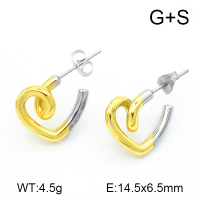 Handmade Polished,Heart-Shaped,Stainless Steel Earrings,7E2000060bhia-066