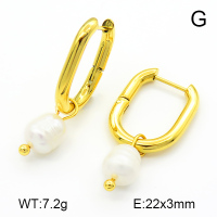 Cultured Freshwater Pearls,Handmade Polished,Oval Ring,Stainless Steel Earrings,7E3000007bhva-066