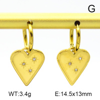Czech Stones,Handmade Polished,Heart-shaped,Stainless Steel Earrings,7E4000026vhkb-066
