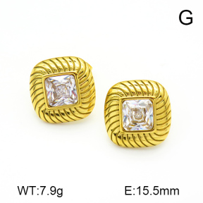Zircon,Handmade Polished,Square,Stainless Steel Earrings,7E4000027bhia-066