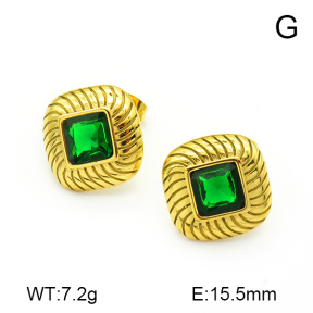 Zircon,Handmade Polished,Square,Stainless Steel Earrings,7E4000028bhia-066