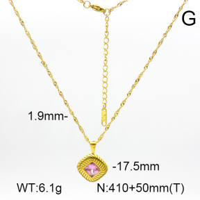 Zircon,Handmade Polished,Diamond,Stainless Steel Necklace,7N4000109bhia-066