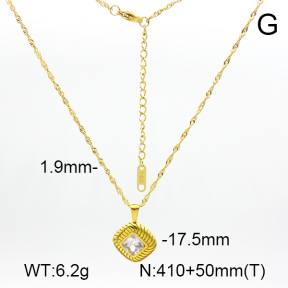 Zircon,Handmade Polished,Diamond,Stainless Steel Necklace,7N4000110bhia-066
