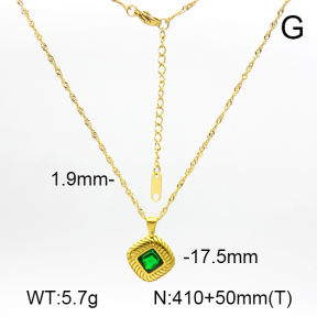 Zircon,Handmade Polished,Diamond,Stainless Steel Necklace,7N4000111bhia-066
