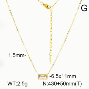 Zircon,Handmade Polished,Rectangle,Stainless Steel Necklace,7N4000117vbpb-066