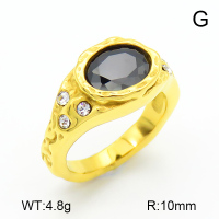 Zircon & Czech Stones,Handmade Polished,Stainless Steel Ring,6-8#,7R4000024bhia-066