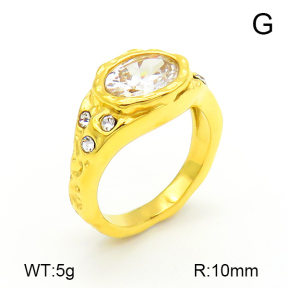 Zircon & Czech Stones,Handmade Polished,Stainless Steel Ring,6-8#,7R4000026bhia-066