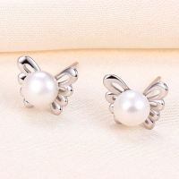 Natural Pearl  Butterfly  925 Silver Earrings  9*7mm  JE0834bhbl-Y07  E-872