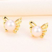 Natural Pearl  Butterfly  925 Silver Earrings  9*7mm  JE0835bhbl-Y07  E-872