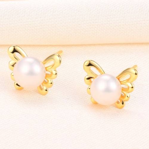 Natural Pearl  Butterfly  925 Silver Earrings  9*7mm  JE0835bhbl-Y07  E-872