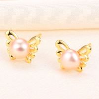Natural Pearl  Butterfly  925 Silver Earrings  9*7mm  JE0837bhbl-Y07  E-872