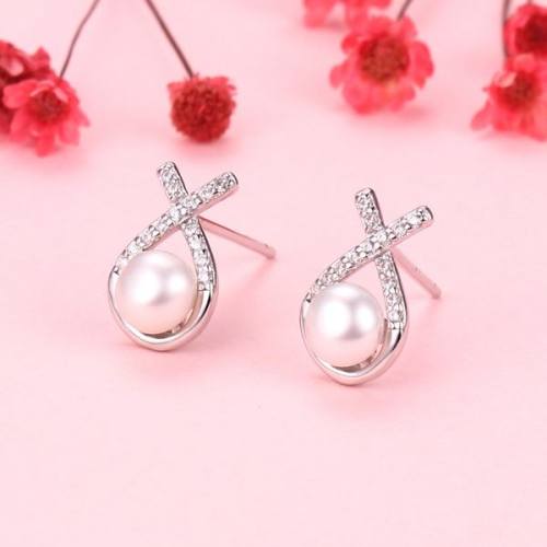 Natural Pearl  Zircon  Water Droplets  925 Silver Earrings  7*11mm  JE0846bhjk-Y07  E-824