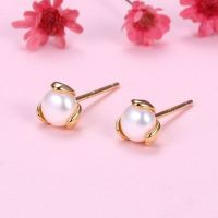 Natural Pearl  Nearly Round  925 Silver Earrings  6mm  JE0849bhbh-Y07  E-828