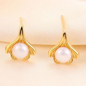 Natural Pearl  Sector  925 Silver Earrings  8*7.0mm  JE0852bbpm-Y07  E-862