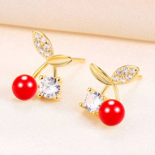 Natural Pearl  Zircon  Cherry  925 Silver Earrings  10*9mm  JE0862bhhn-Y07  E-871