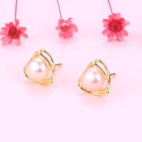 Natural Pearl  Triangle  925 Silver Earrings  10mm  JE0872bhho-Y07  E-814