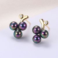 Natural Pearl  Zircon  Grape Bunch  925 Silver Earrings  12*8mm  JE0896bhia-Y07  E-878