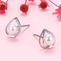 Natural Pearl  Zircon  Water Droplets  925 Silver Earrings  8.5*6.5mm  JE0897vhhl-Y07  E-839